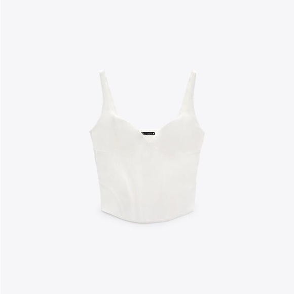Zara Linen Blend Corsetry-Inspired Top - Picture 3 of 10